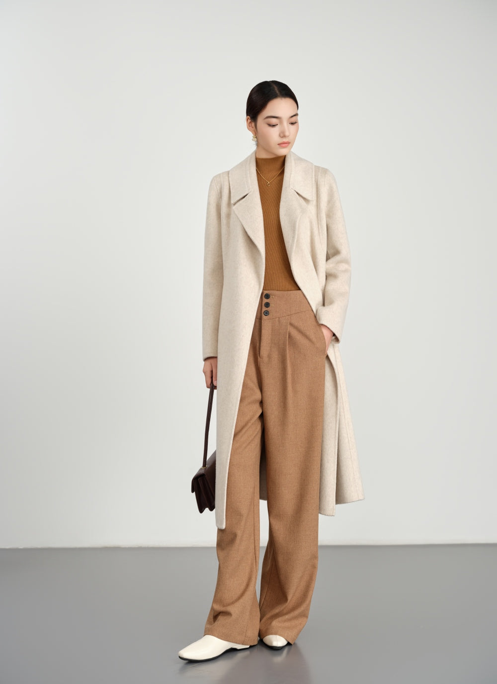 Belted Coat in Double-Face Wool-Cashmere