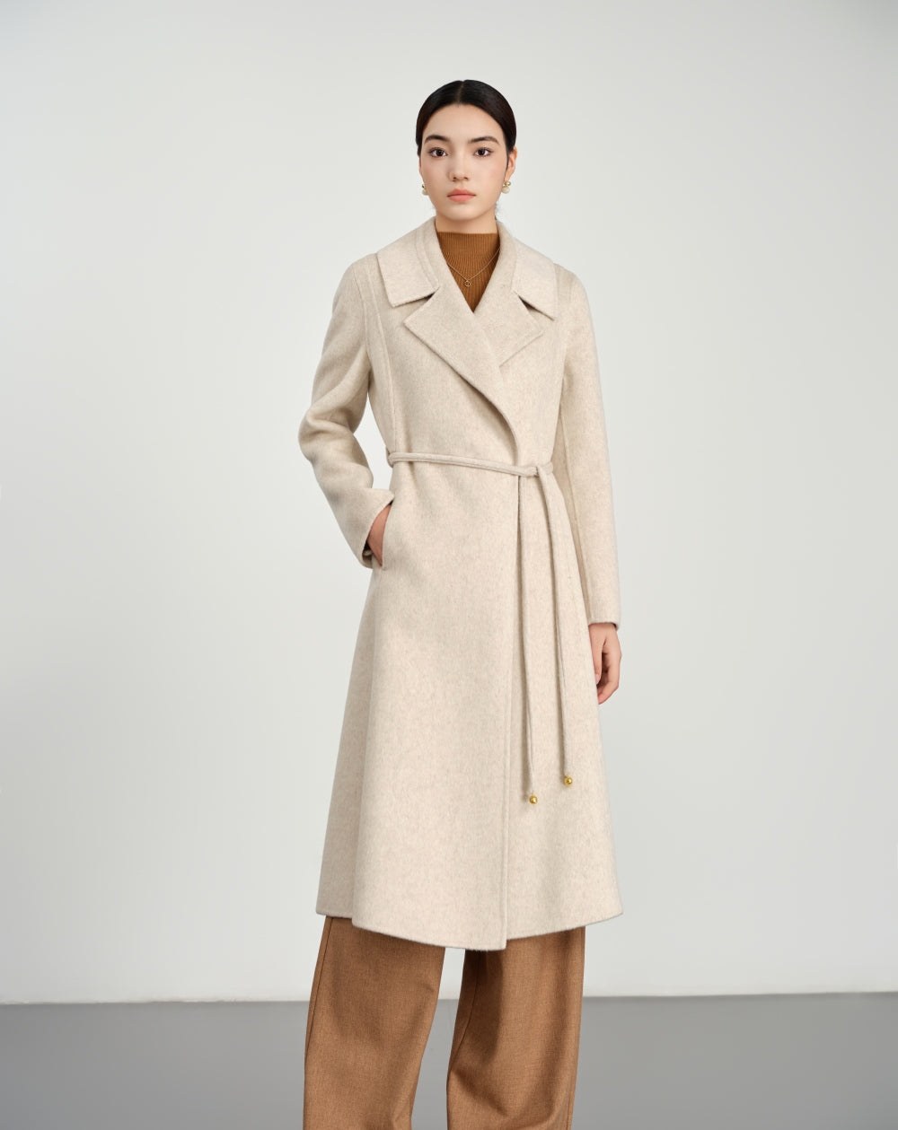 Belted Coat in Double-Face Wool-Cashmere