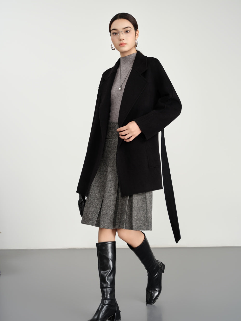Belted Coat in Double-Face Wool-Cashmere