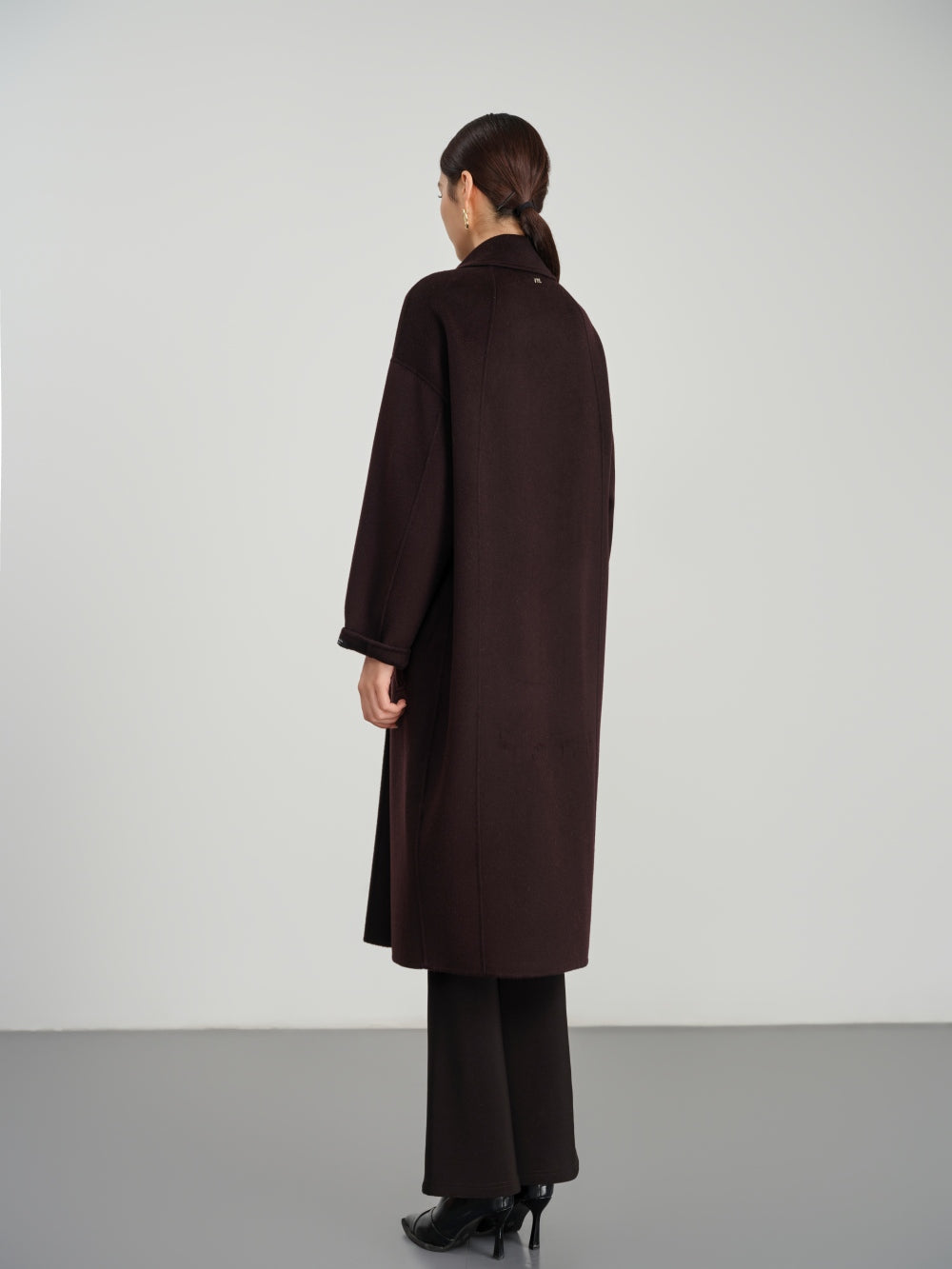 Long Double Breasted Coat in Textured Wool-Cashmere