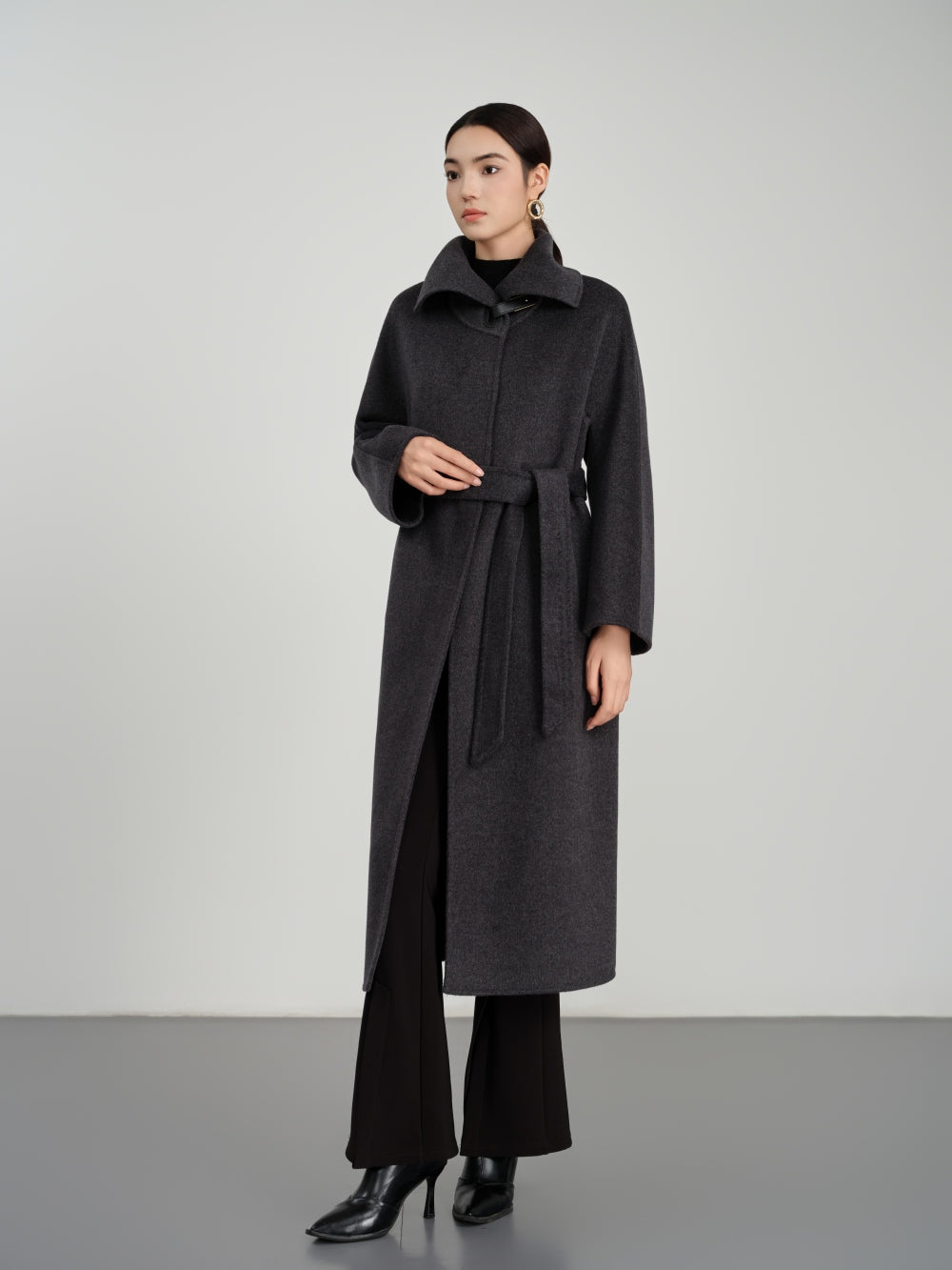 Long Belted Coat in Double-Face Wool-Cashmere