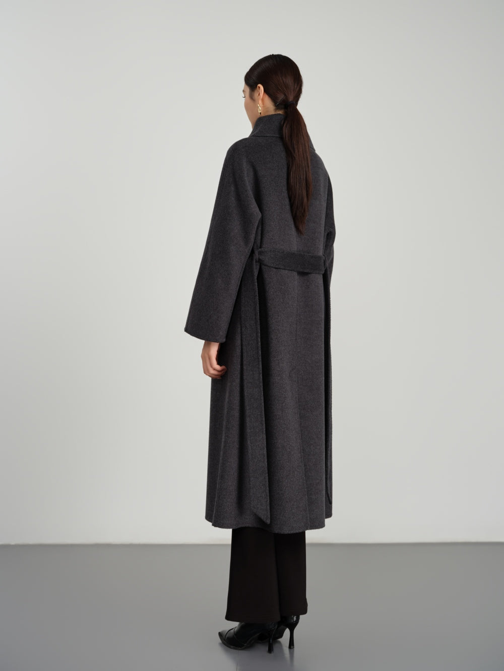 Long Belted Coat in Double-Face Wool-Cashmere