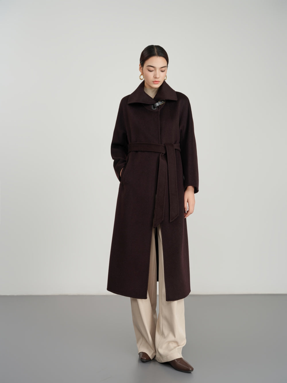 Long Belted Coat in Double-Face Wool-Cashmere