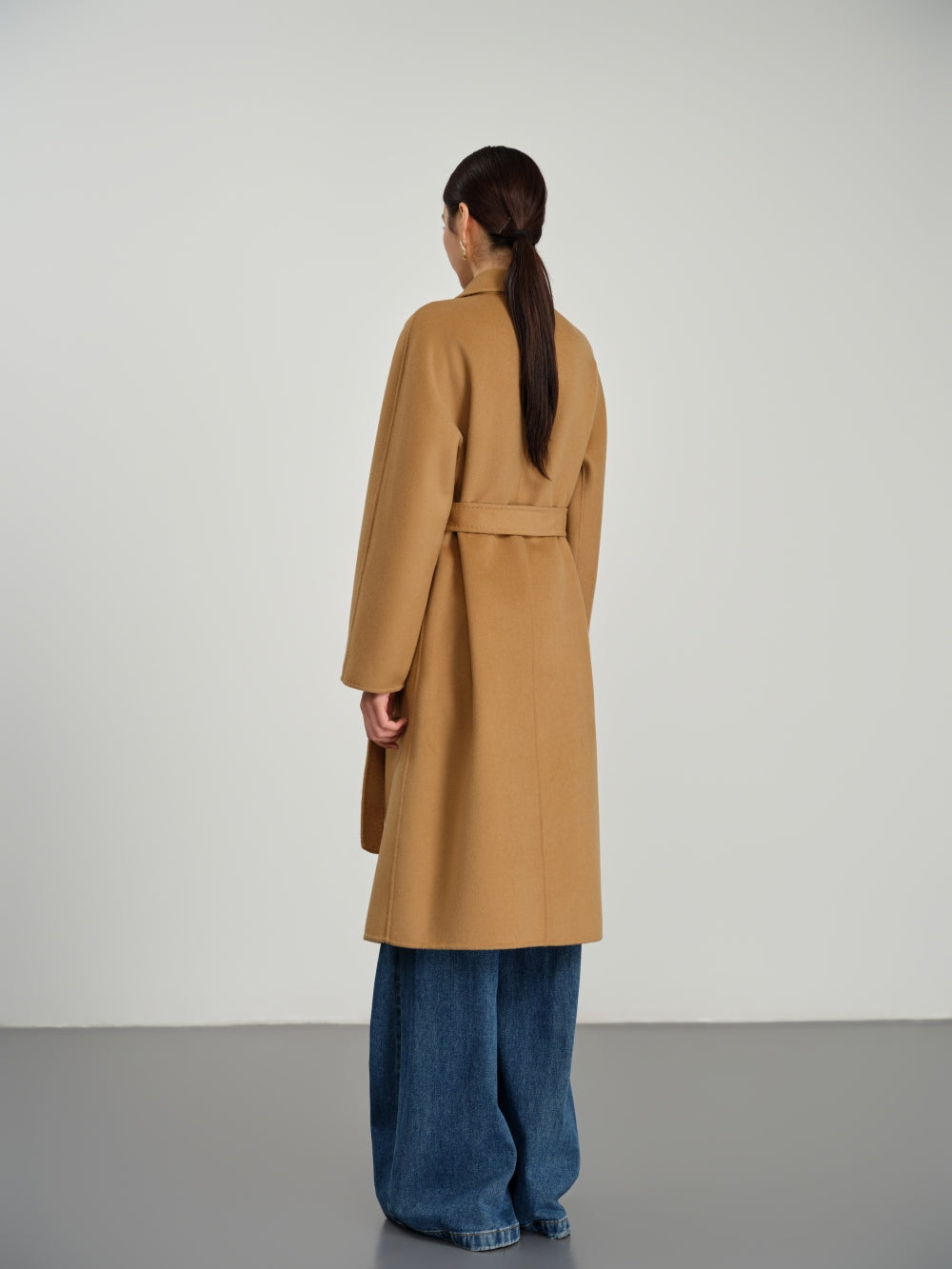 Long Belted Trench Coat in Double-Face Wool-Cashmere