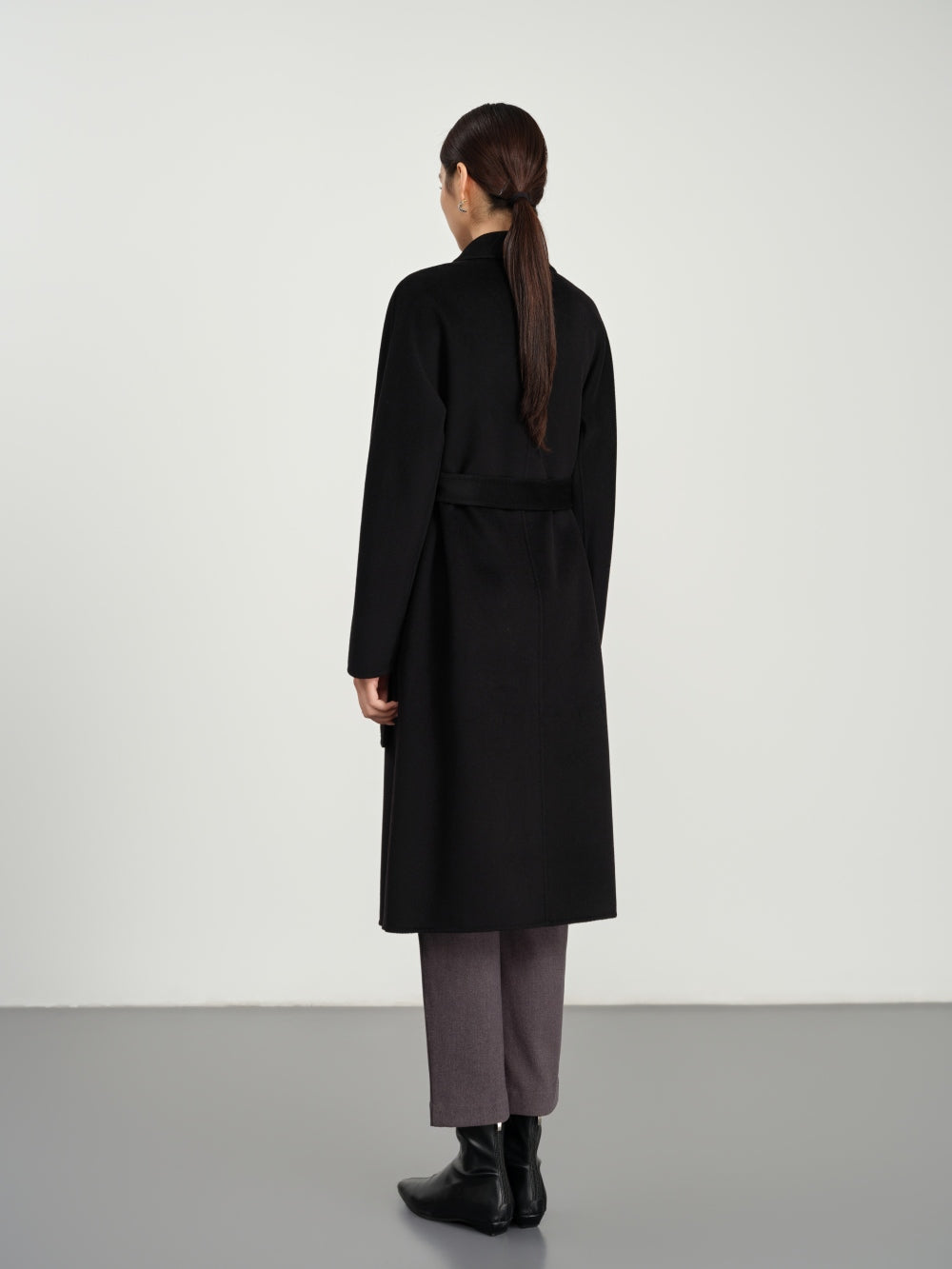 Long Belted Trench Coat in Double-Face Wool-Cashmere