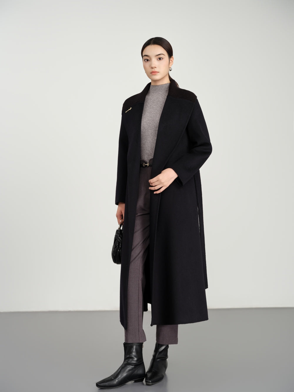 Long Belted Coat in Double-Face Wool-Cashmere