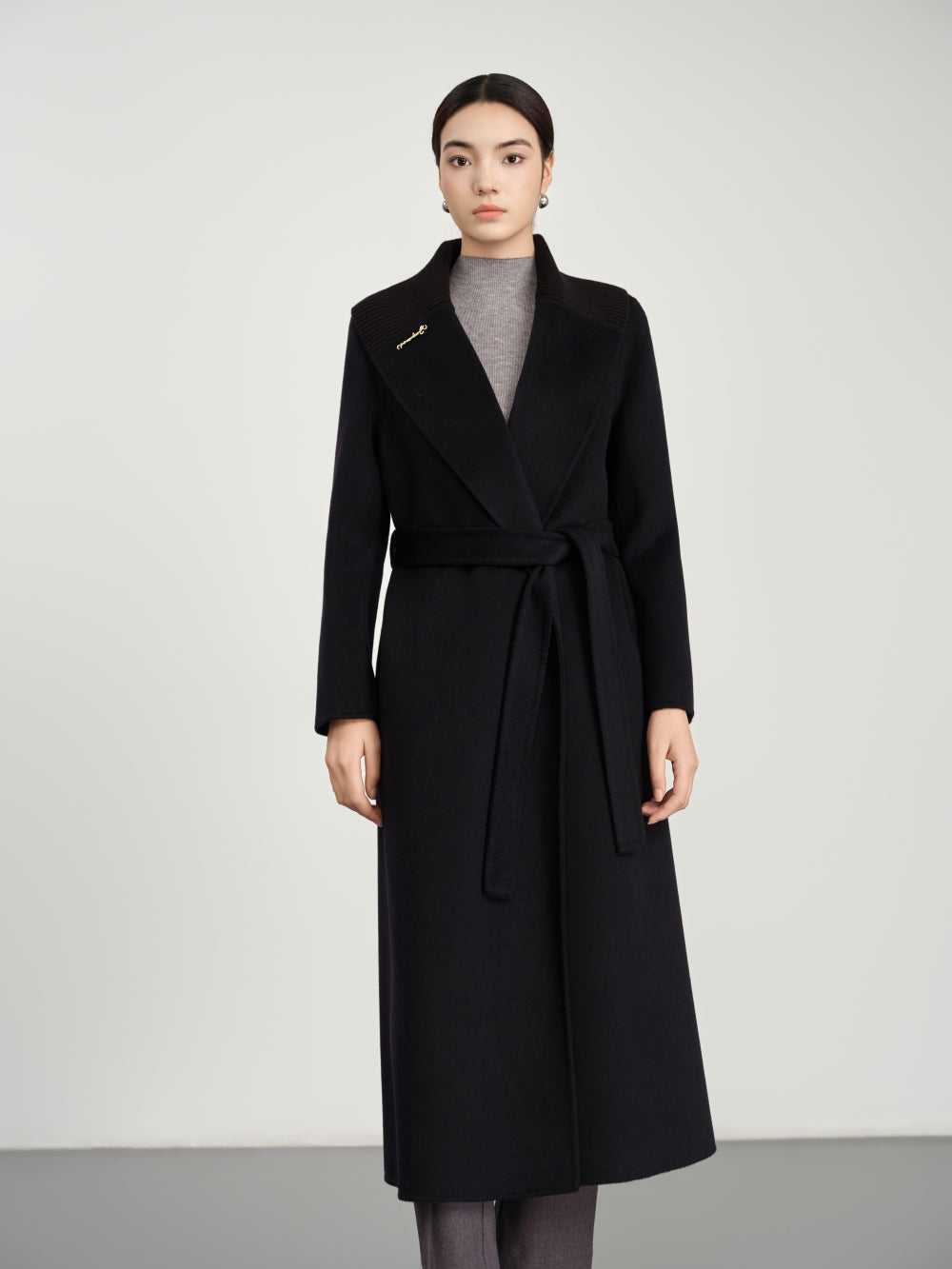 Long Belted Coat in Double-Face Wool-Cashmere