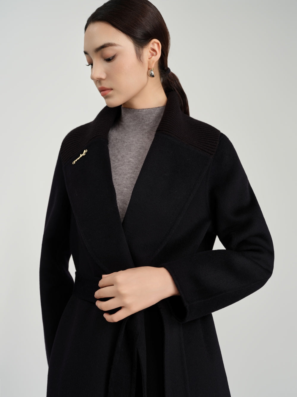 Long Belted Coat in Double-Face Wool-Cashmere