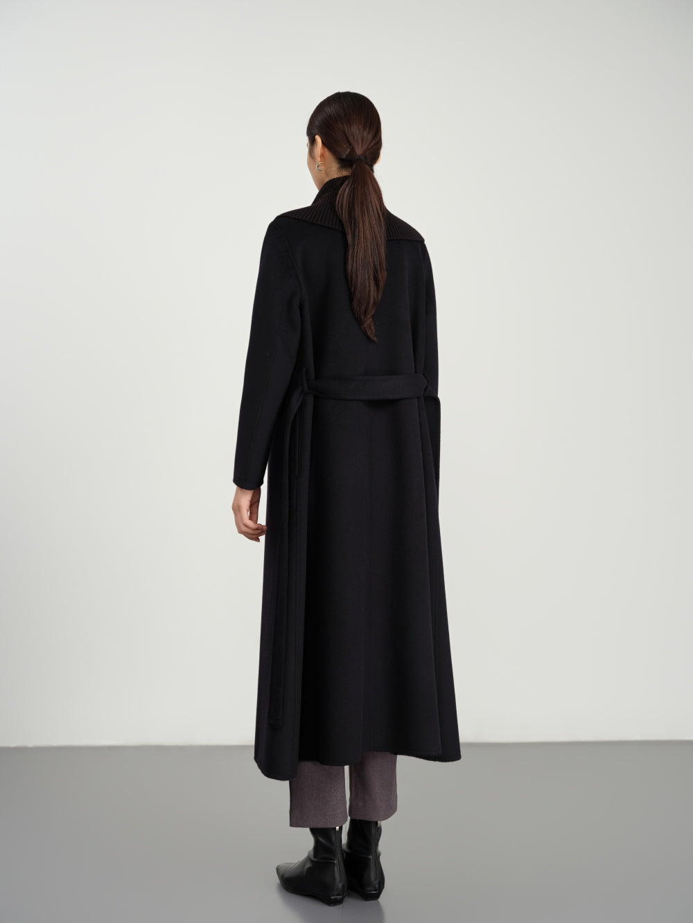 Long Belted Coat in Double-Face Wool-Cashmere