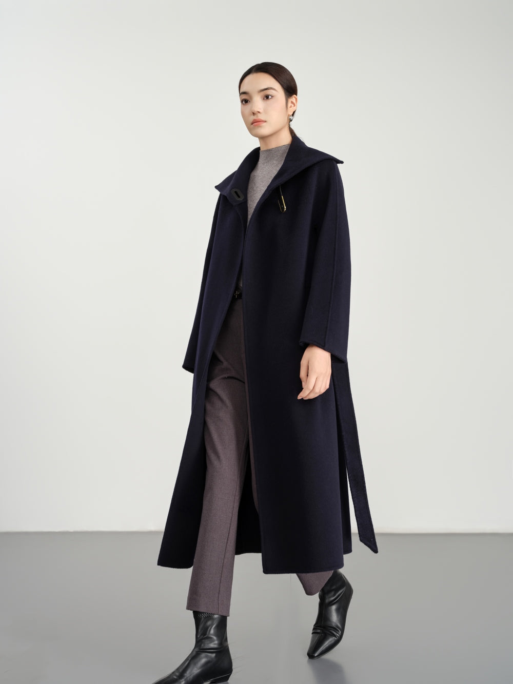 Long Belted Coat in Double-Face Wool-Cashmere