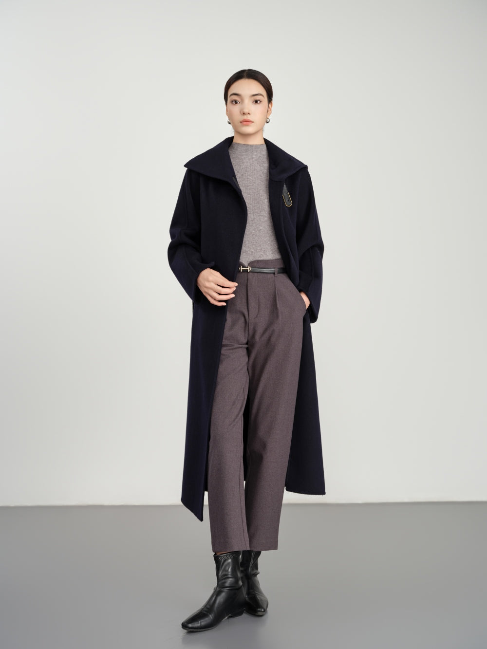 Long Belted Coat in Double-Face Wool-Cashmere