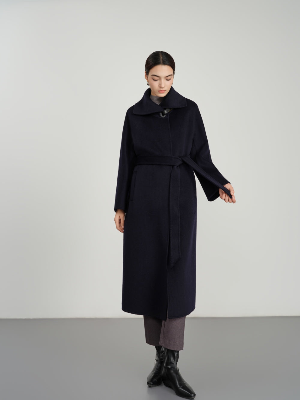 Long Belted Coat in Double-Face Wool-Cashmere