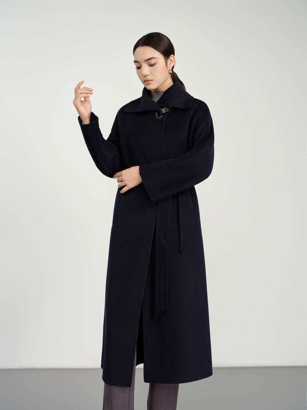 Long Belted Coat in Double-Face Wool-Cashmere