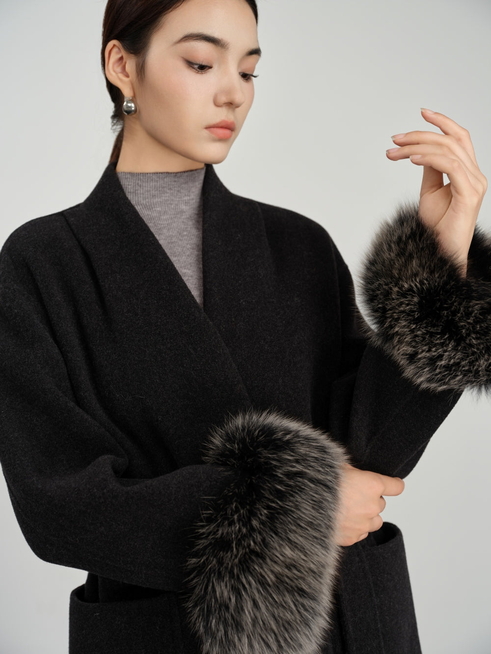Long Belted Coat in Double-Face Wool-Cashmere