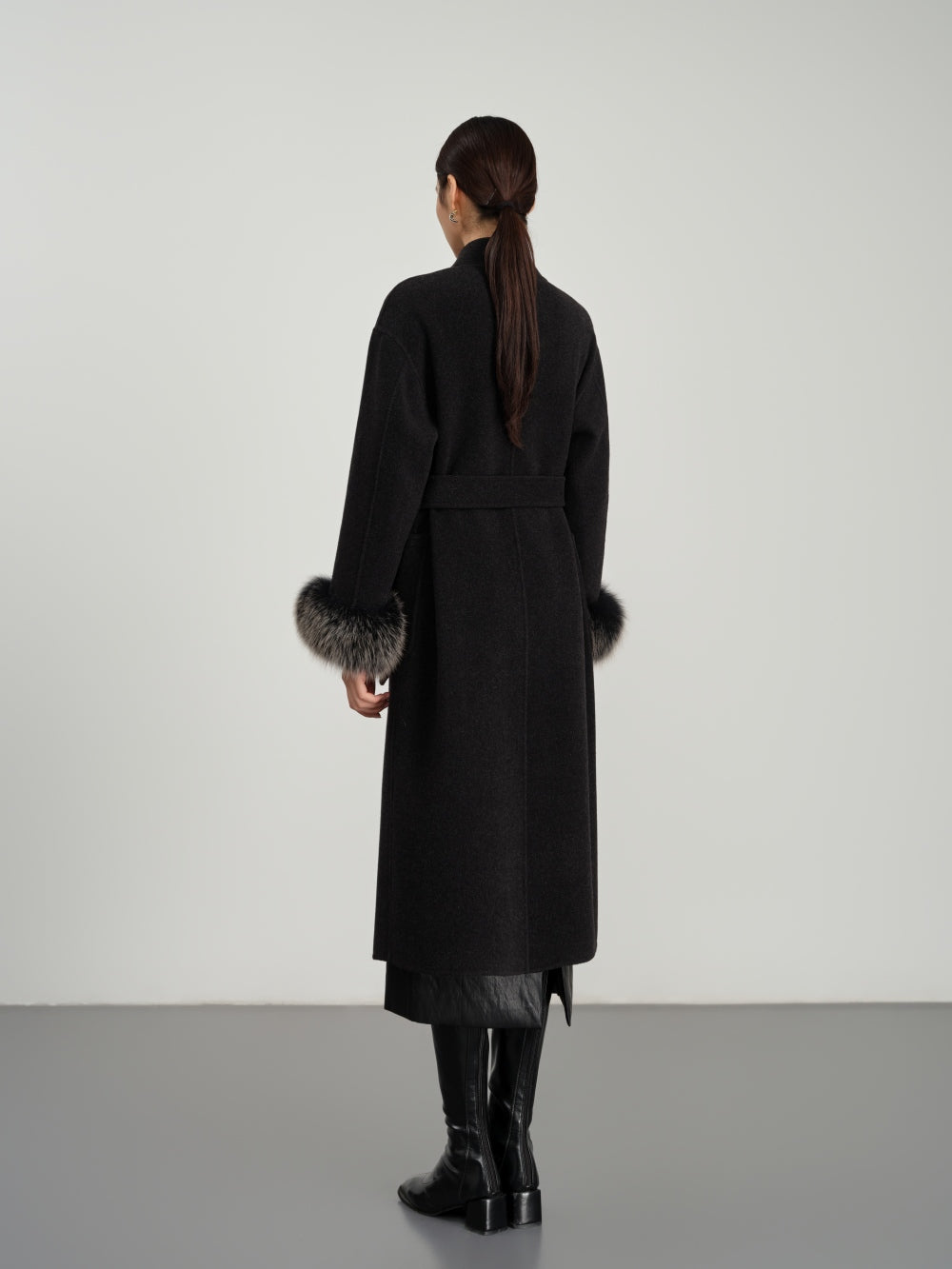 Long Belted Coat in Double-Face Wool-Cashmere